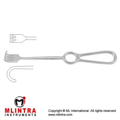Kocher Retractor 3 Blunt Prongs Stainless Steel, 22 cm - 8 3/4"